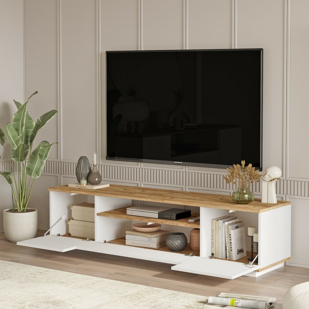 Televízny stolík Fran Atlantic Pine and White