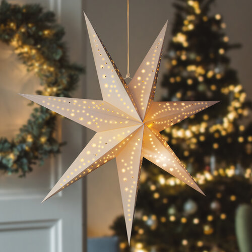 Solight LED-Weihnachtsstern, hängend, 60 cm20x LED, Zeitschaltuhr, 2x AA