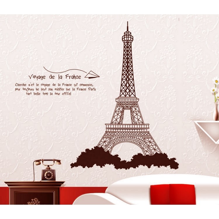 Samolepiaca dekorácia Eiffelova veža hnedá