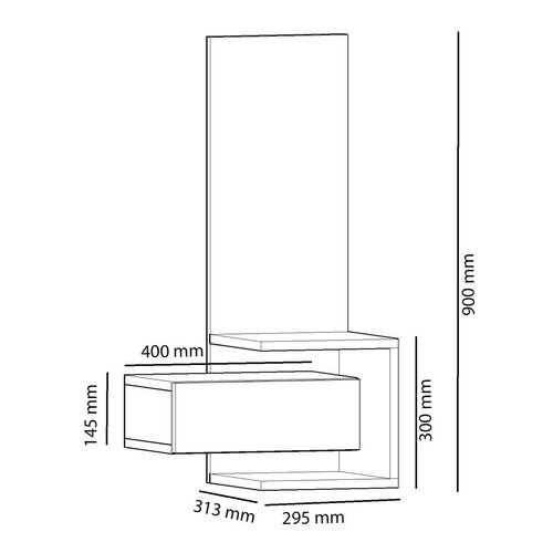 Fali polc tükörrel Stella Oak és Anthracite