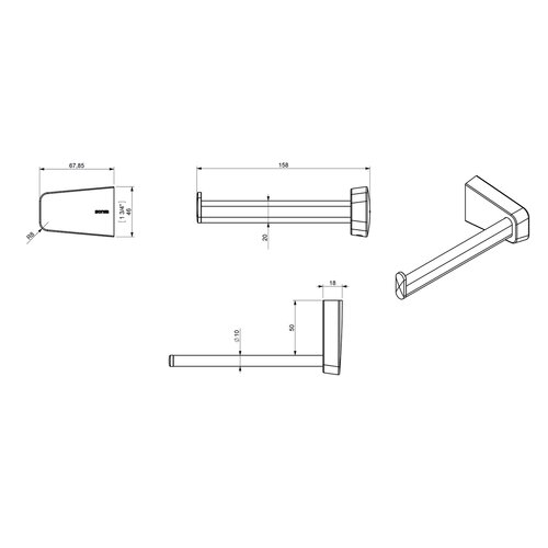 SONIA 166480 Zen držalo za toaletni papir brezpokrova, črno