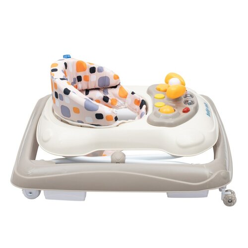 Baby Mix Walker pentru copii cu volan și roți din silicon, bej, 50 x 44 x 50 cm