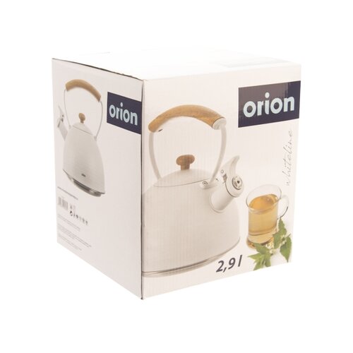 Orion Edelstahl-Teekanne mit Pfeife WHITELINE,  2,9 l