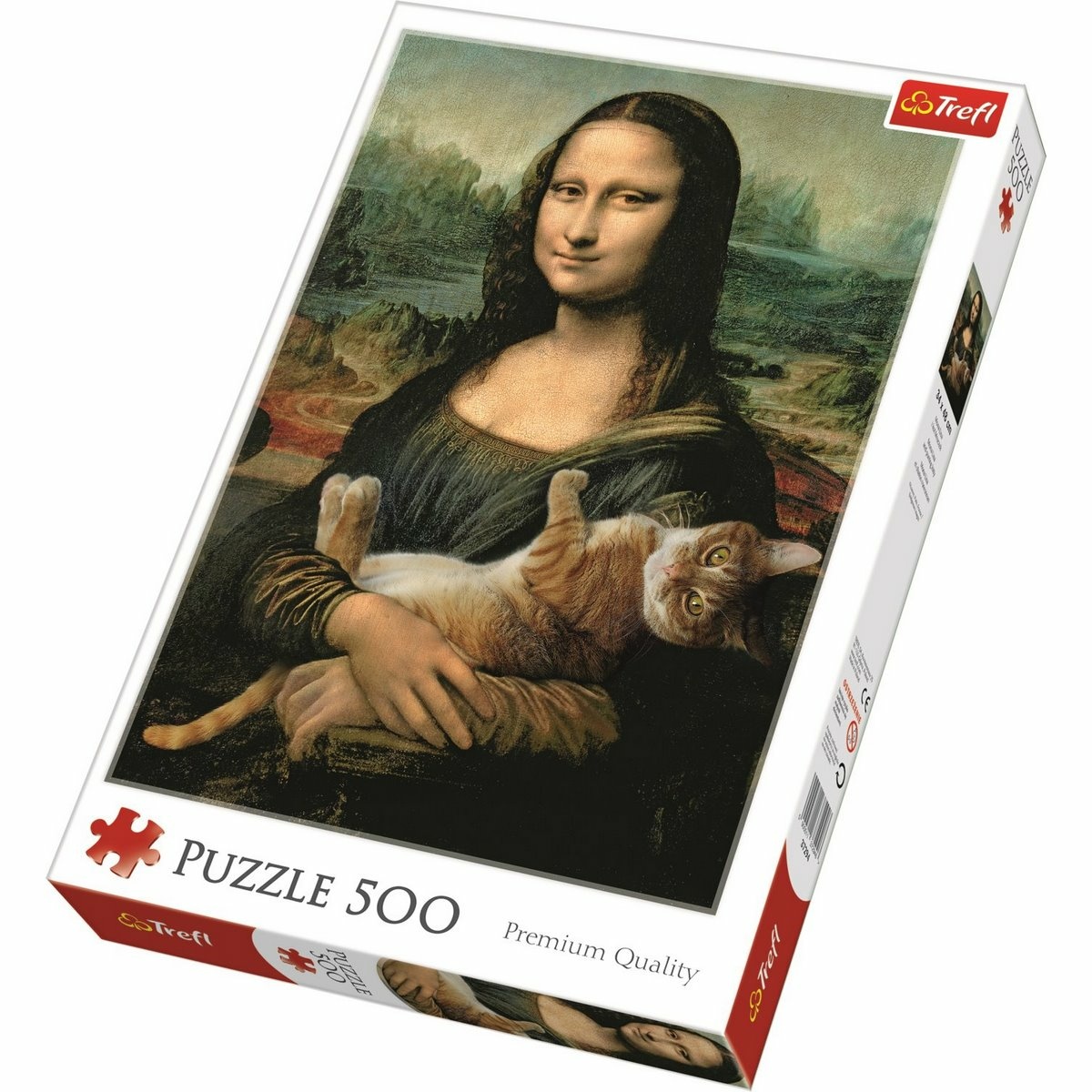 Fotografie Trefl Puzzle Mona Lisa s kočkou, 500 dílků