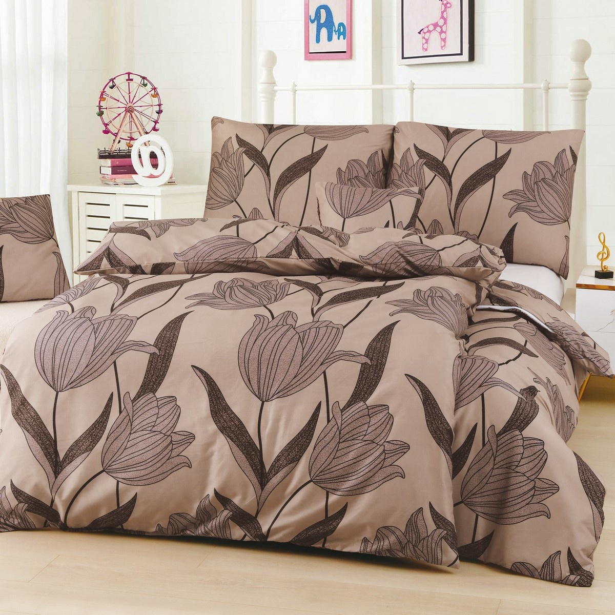 Lenjerie pat micro-satin CARLA /9/, 2x 140 x 200 cm, 2x 70 x 90 cm, 2x 40 x 40 cm