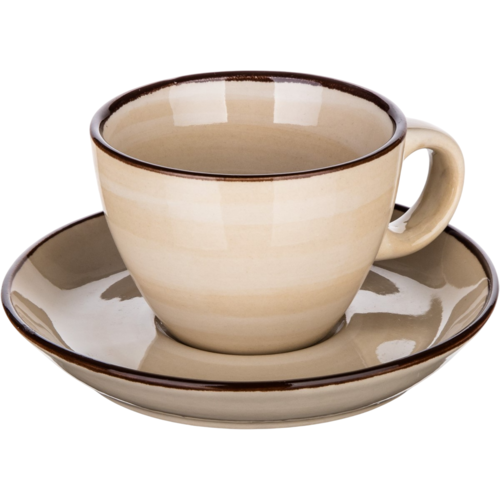 Set de 6 cești cu farfurioare Banquet Palas 90 ml, crem