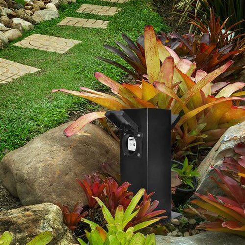 Solight PG11B Záhradný stĺpik IP44, nehrdz. oceľ, 2 zásuvky, hranol, čierna