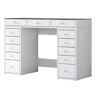 Stolik kosmetyczny Grace White ze szklanym blatem