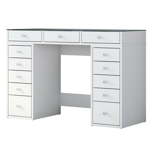 Schminktisch Grace White mit Glasplatte