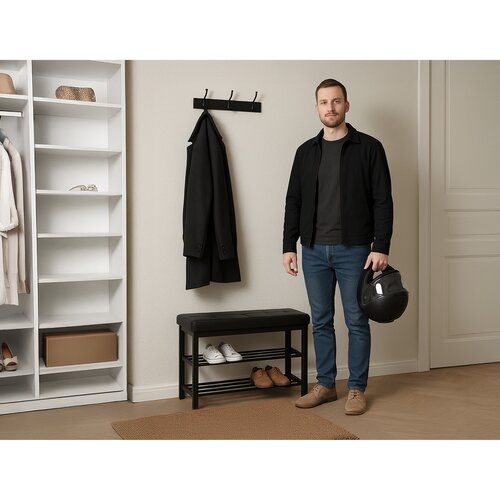 Szafka na buty z siedziskiem, czarny