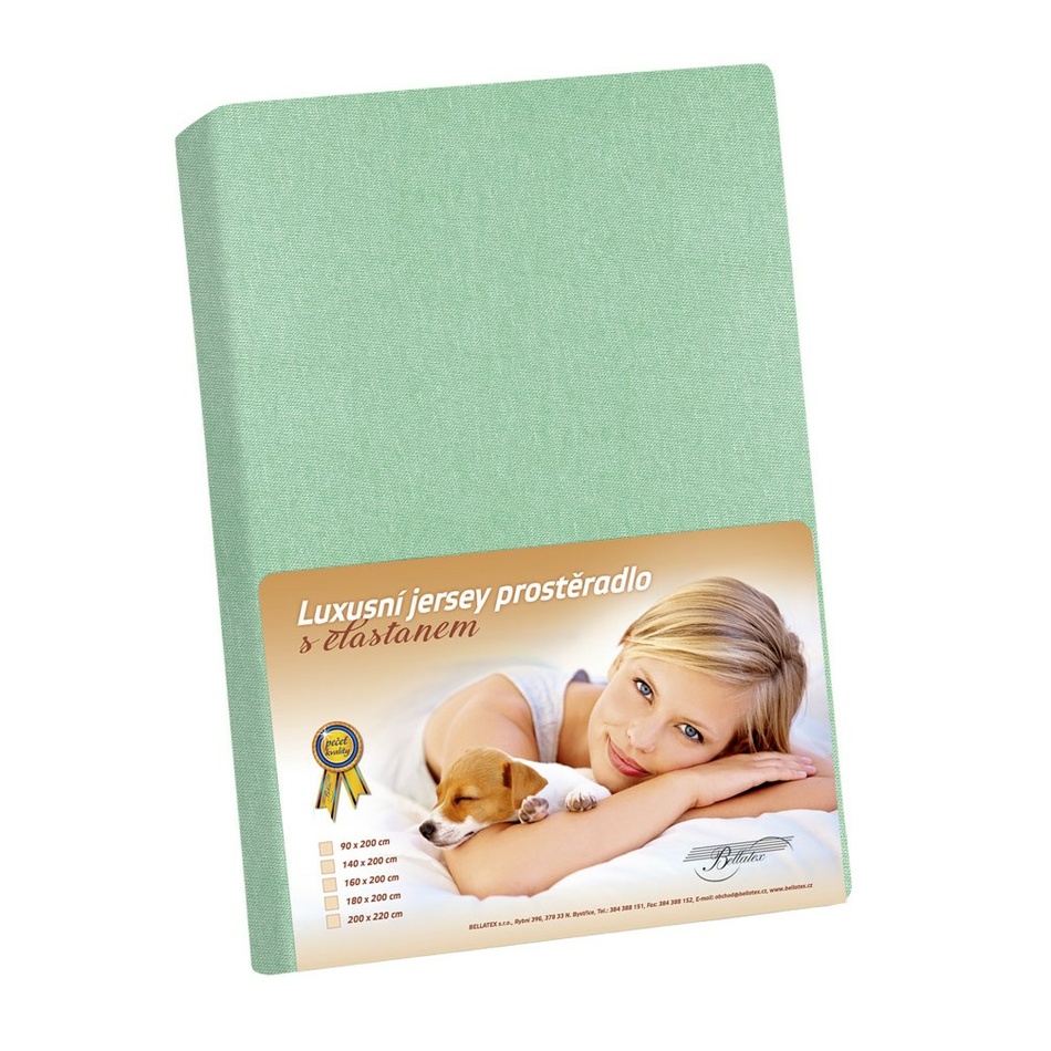 Bellatex Prześcieradło z elastanem Jersey jasnozielony, 180 x 200 cm