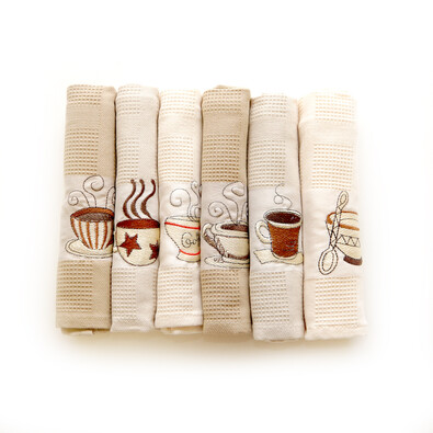 Kuchenne ściereczki Coffee, 50 x 70 cm, zestaw 6 sztuk