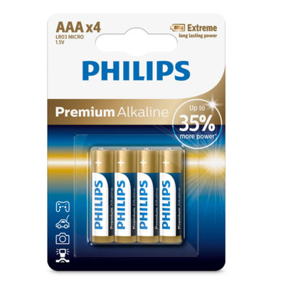 Philips Batéria AAA 1,5 V Premium Alkaline, 4 ks