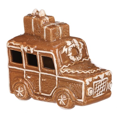 Decorațiune de Crăciun Mașină de turtă dulce culumini LED, ceramică, 13 cm