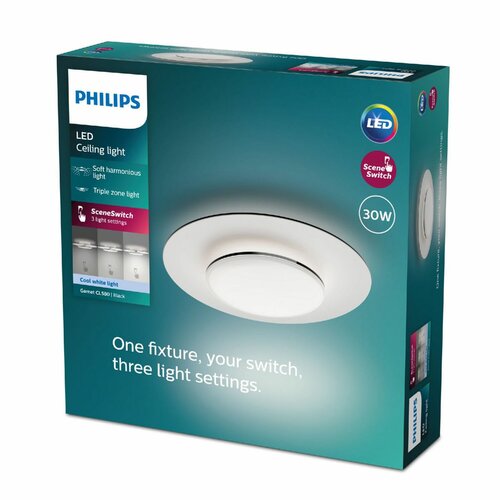 Philips 8720169195233 stropné LED svietidlo Garnet, čierna, 1x 30 W 3400lm 4000K IP20