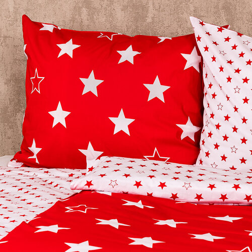 4Home Бавовняна постільна білизна Stars red, 220 x 200 см, 2 шт. 70 x 90 см