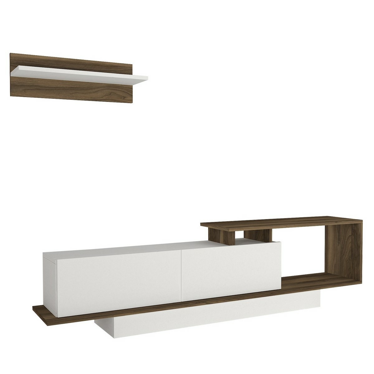 Televízny stolík s policou Asos White and Walnut