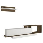 Asos White and Walnut TV-szekrény polccal