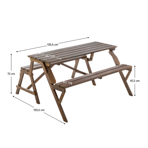 Stół ogrodowy/ławka, 2 w 1, brązowy, ZAGIR