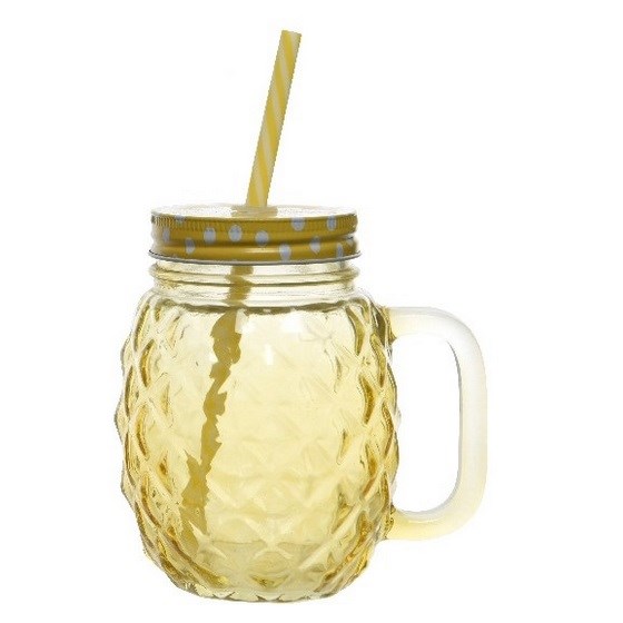 Džbánok so slamkou žltá, 13 cm