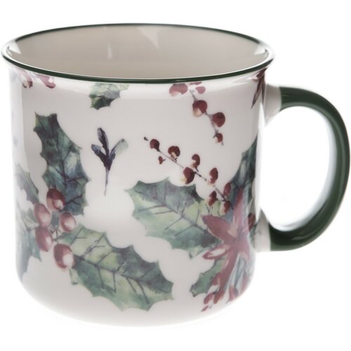 Set mit 6 Porzellantassen Weihnachtsstechpalme 520 ml