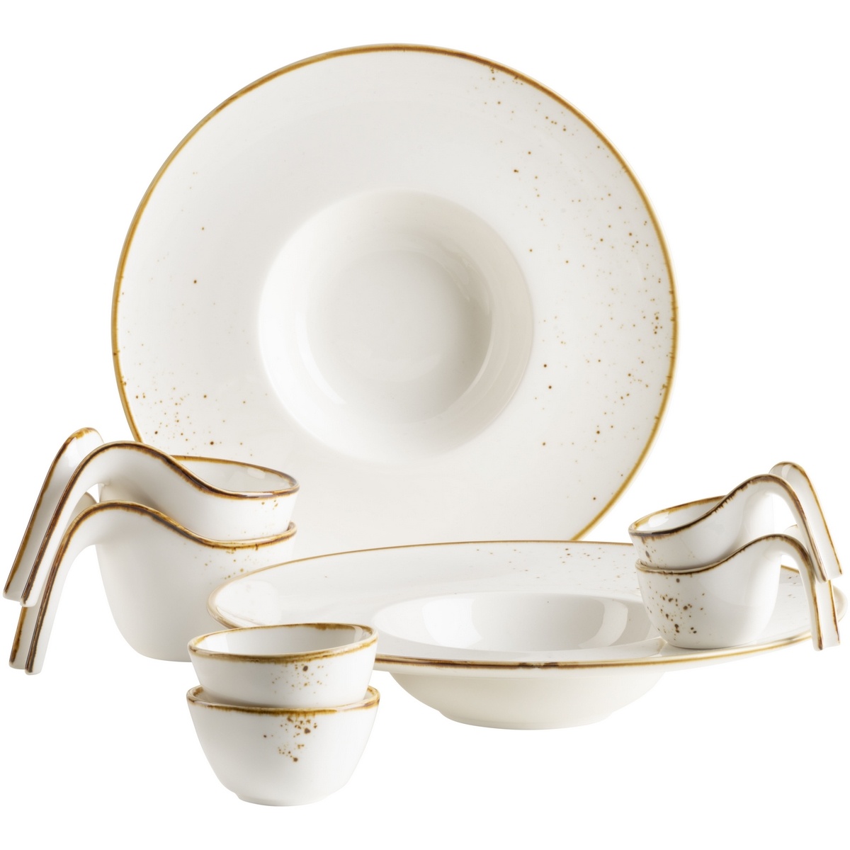 Mäser 8-teiliges Gourmet-Geschirrset Pintar White braune Punkte