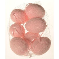 Яйця штучні підвісні рожеві, набір з 9 штук, в. 6 см, сітка