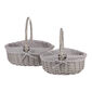 Weidenkorb-Set mit Stoff Grauer Punkt, 2 Stück, 2 Größen, 31 x 28 x 26 cm