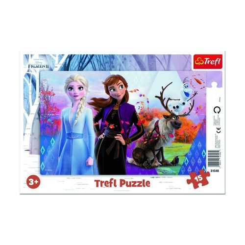 Trefl Puzzle Ľadové kráľovstvo 2 - Magický svet Anny a Elsy, 15 dielikov