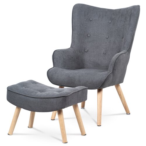 Ohrensessel mit Fußstütze GREY2, grau