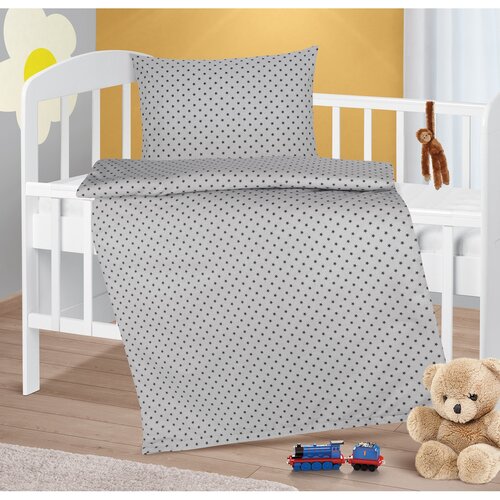 Bellatex Дитяча бавовняна постільна білизна Agata Зірки сіра, 90 x 135 см, 45 x 60 см