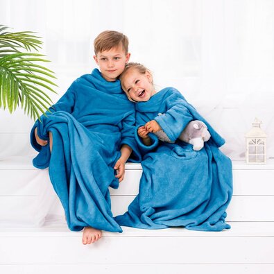 Decoking odeja z rokavi Lazy Kids indigo, 90 x 105cm