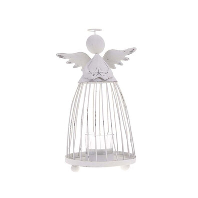 Anioł druciany z świecznikiem