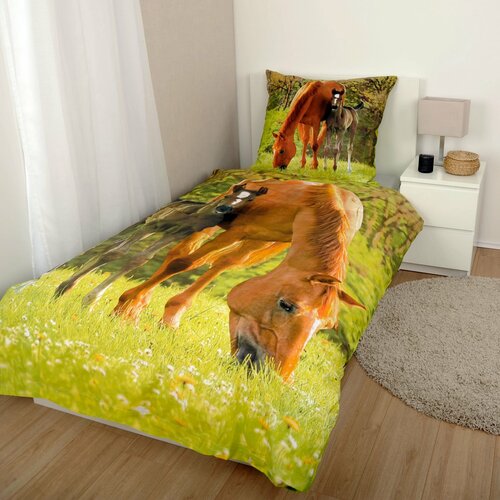 Lenjerie de pat din bumbac pentru copii Herding Horse, 135 x 200 cm, 80 x 80 cm