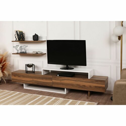 Ansamblu de mobilier TV Nirvana Teak and White