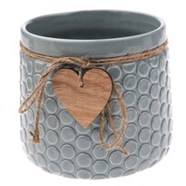 Ceramiczna osłonka na doniczkę Heart, szary, 14 x 12,5 x 11,5 cm