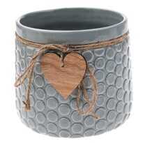 Keramický obal na květináč Heart, šedá, 14 x 12,5 x 11,5 cm