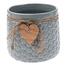 Ceramiczna osłonka na doniczkę Wood heart, szary, 12,5 x 14 cm