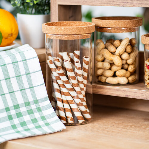 4Home Skleněná dóza na potraviny s víkem Cork, 1000 ml