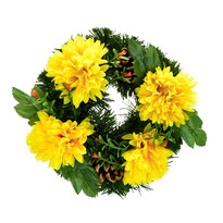 Coroniță de toamnă cu flori artificiale 20 cm, galben