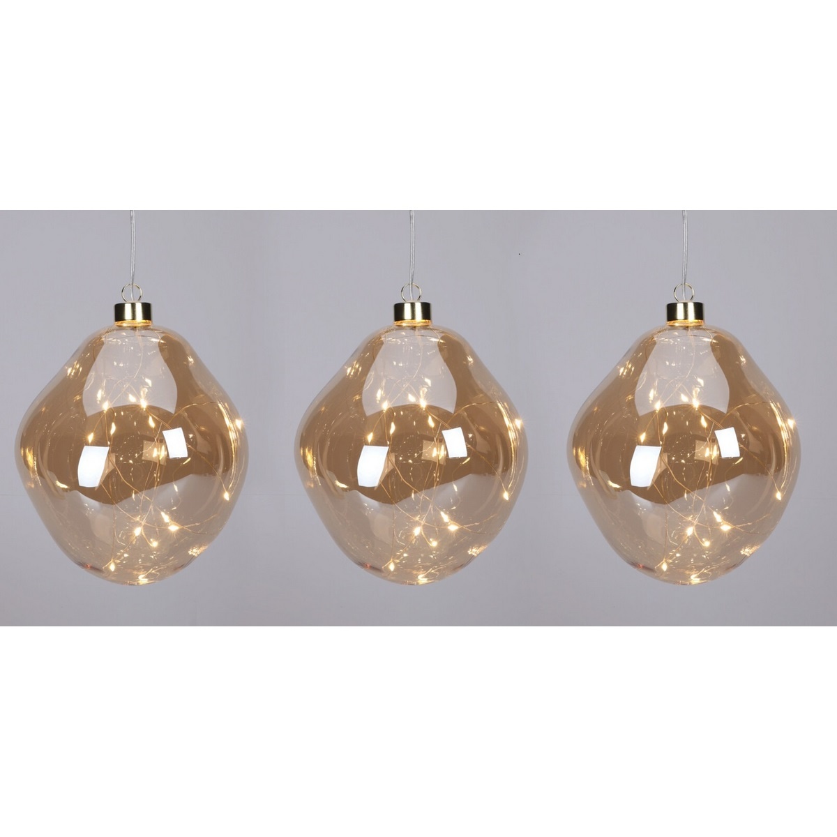 Zestaw świątecznych ozdób LED Organic ball 3 szt.,złote