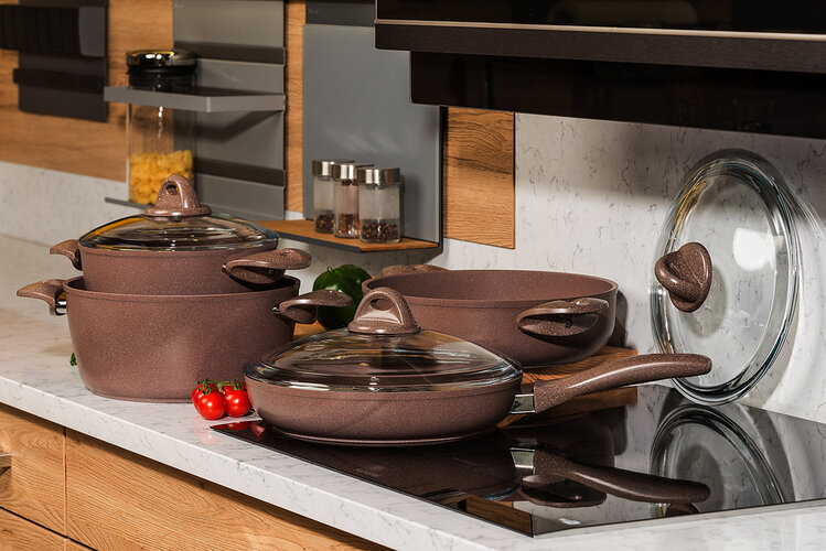 4Home 7-delni set posode Granite Brown