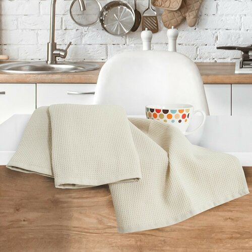 B.E.S. Petrovice Geschirrtuch Waffel Beige, 40 x 60 cm, 3er-Set