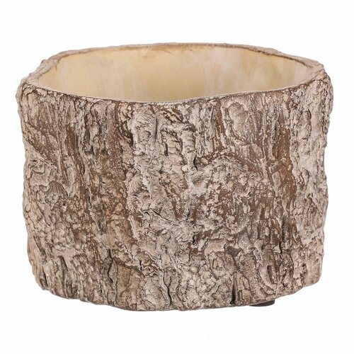 Кашпо для квіткового горщика імітація деревної кори, 16 x 16 x 10 см, бетон