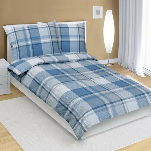 Bellatex Krep posteljnina Kostka modra, 140 x 200cm, 70 x 90 cm