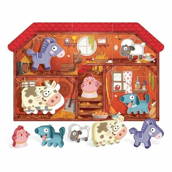 HEADU Moje první puzzle Farma s 5 dřevěnými figurkami (Montessori)
