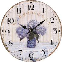 Dřevěné nástěnné hodiny Vintage lavender, pr. 34 cm