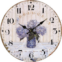 Drewniany zegar ścienny Vintage lavender, śr. 34 cm Drewniany zegar ścienny Vintage lavender, śr. 34 cm