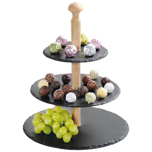Kesper 38119 Suport rotund din ardezie, 3 etaje,30 x 34 x 30 cm