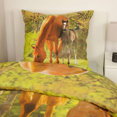 Lenjerie de pat din bumbac pentru copii Herding Horse, 135 x 200 cm, 80 x 80 cm